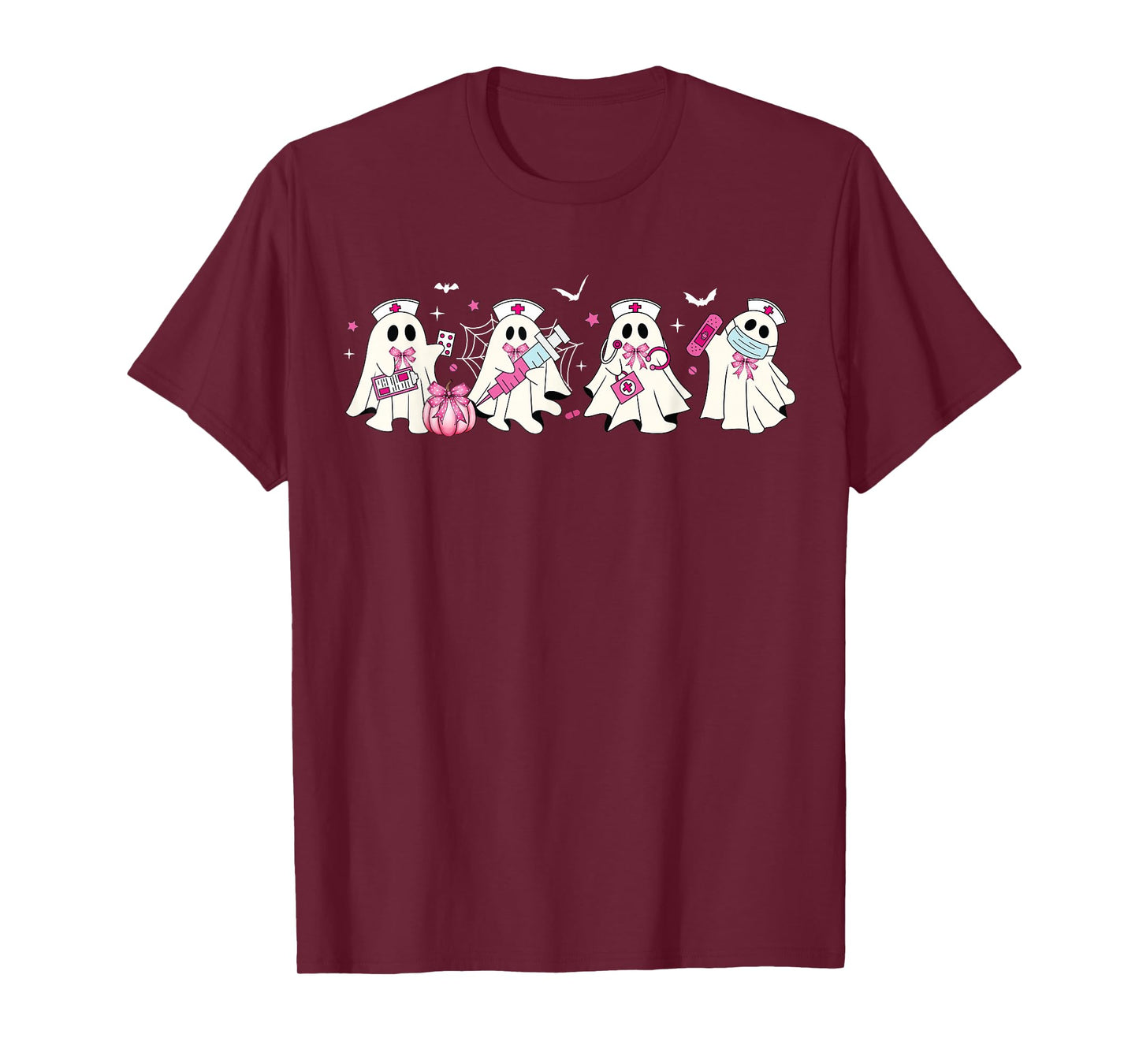 Ghost Nurses Halloween Crew Funny Costume Scrub Top Women T-Shirt