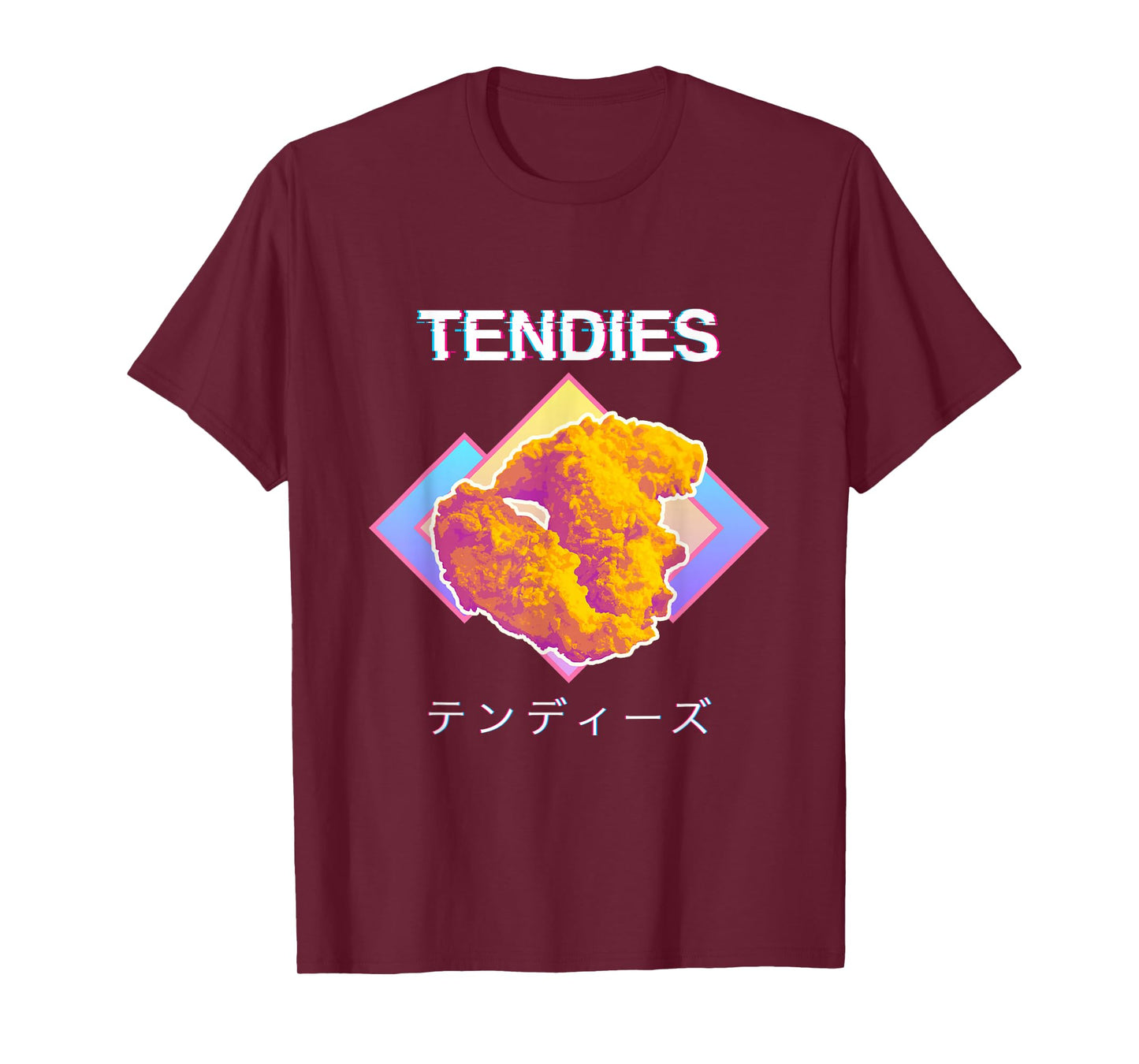 Vaporwave Tendies Chicken Tenders Japanese Kanji T-Shirt Small