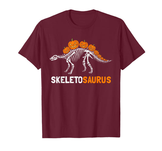 Skeleton Stegosaurus Halloween Dinosaur Spooky Kids Toddler T-Shirt