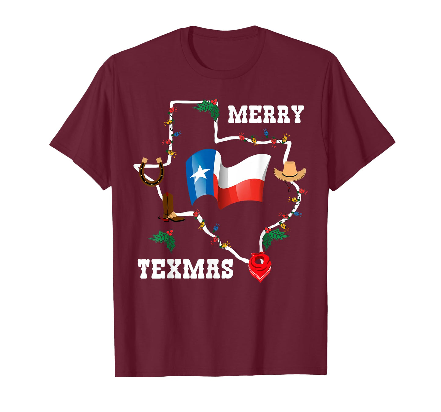 Merry Texmas Texas Flag Christmas Xmas Family Holidays Gift T-Shirt
