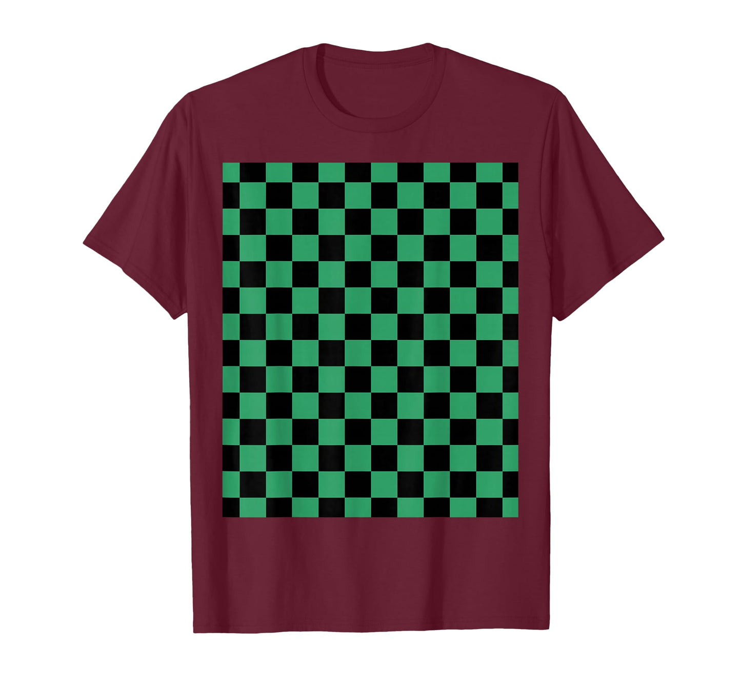 Green checkered anime T-Shirt