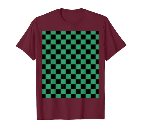 Green checkered anime T-Shirt