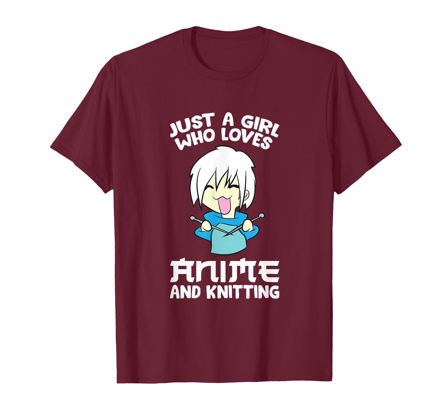 Anime Knitting Girl Just a Girl Who Loves Anime And Knitting T-Shirt