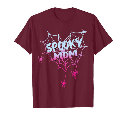 Spider Halloween Costume Spooky Mom Pink White Ghost Boo T-Shirt