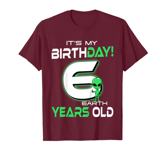 Cute Alien 6th Birthday Six Years Old T-Shirt