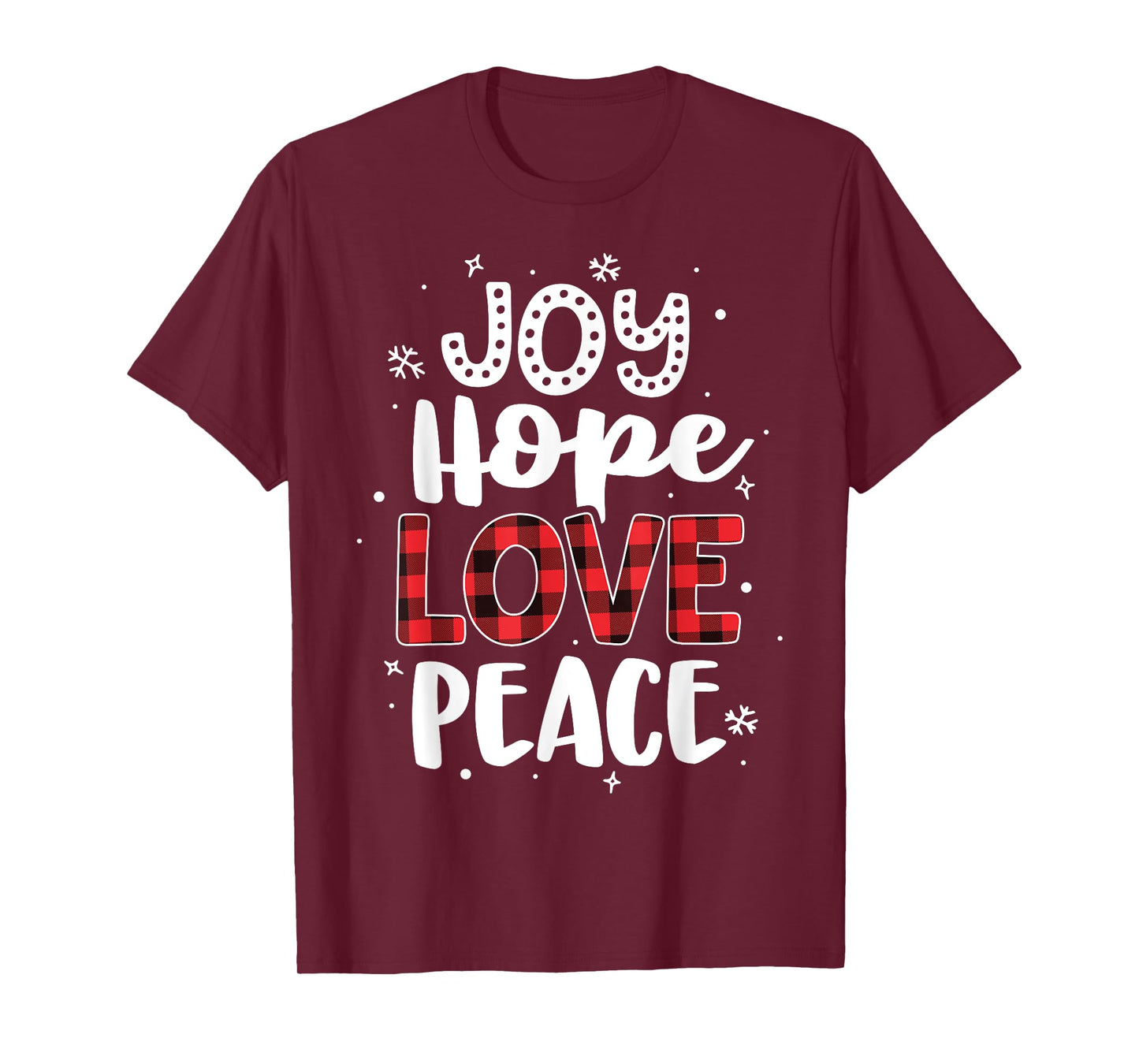 Joy Hope Love Peace Red Buffalo Plaid Christmas Mom Women T-Shirt