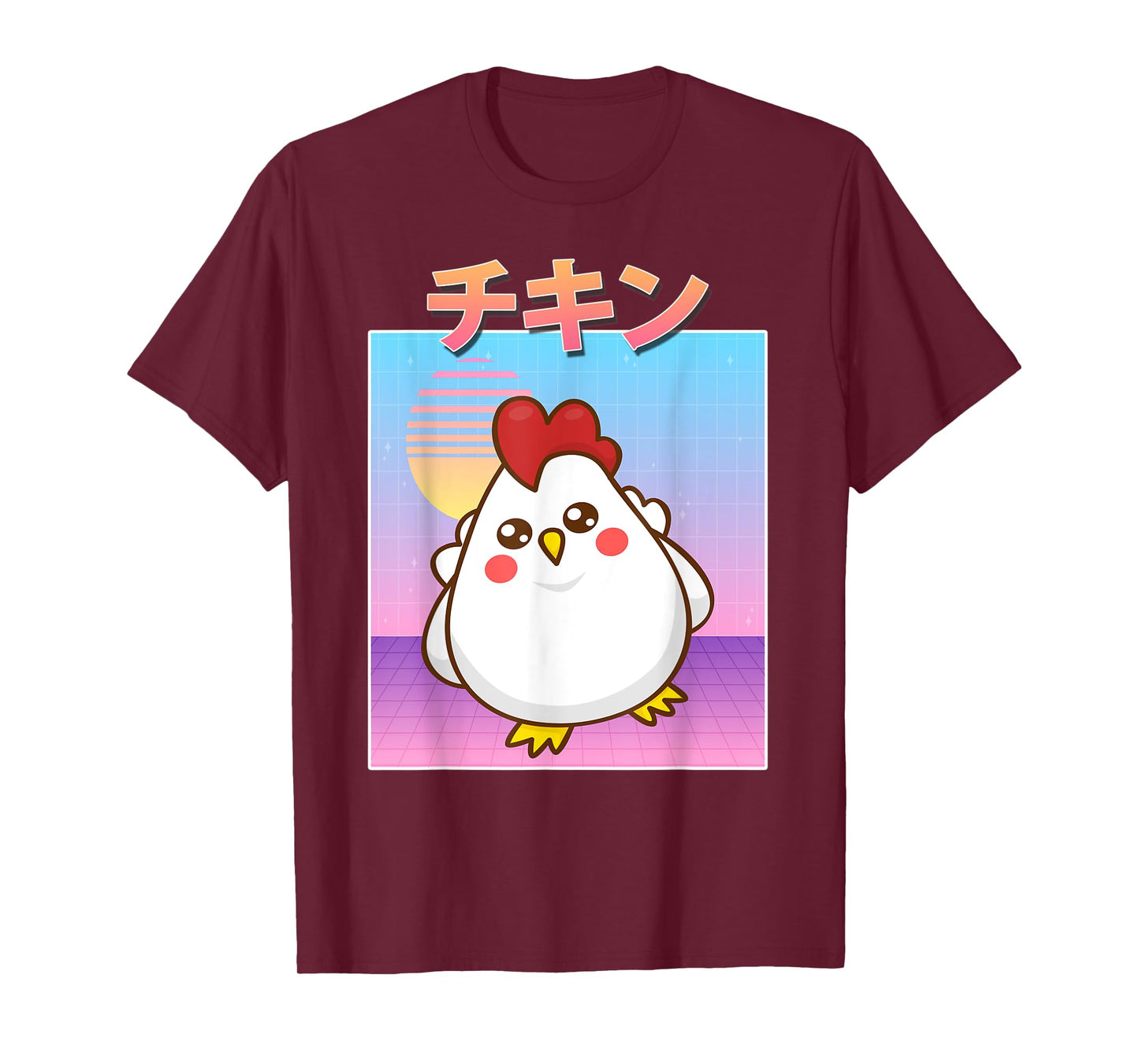 Funny Chicken Retro 90s Japanese Kawaii Chicken Carton Style T-Shirt