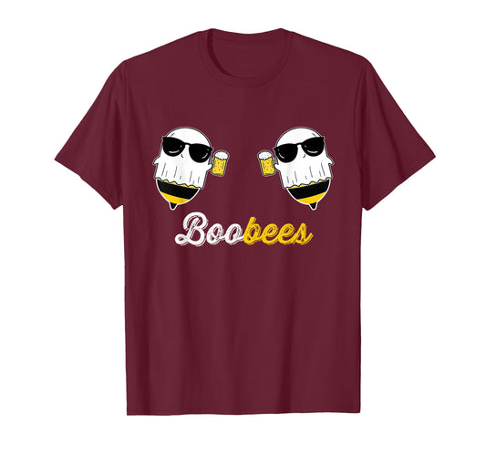 Boo Bees Halloween Costume Cute Ghost drinking Beer Funny T-Shirt