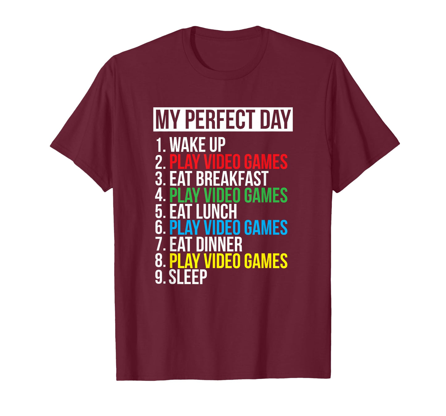 My Perfect Day" Black Classic Fit Gamer T-Shirt, Crew Neck, Short Sleeve, Polyester & Cotton