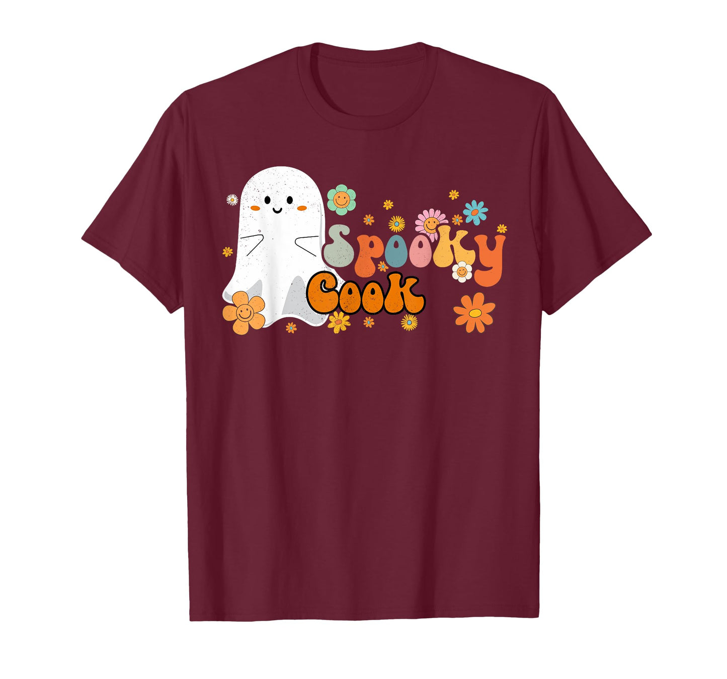 Spooky Cook Retro Groovy Cute Ghost Halloween T-Shirt