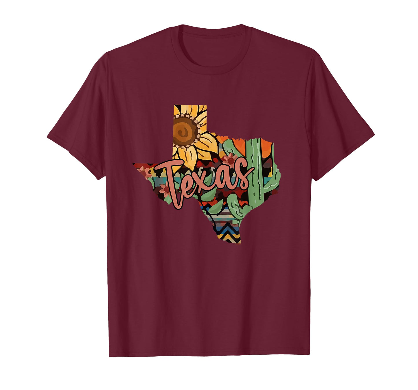 Cute Love Texas State Cactus Sunflower T-Shirt