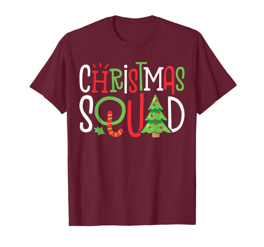 Christmas Squad Funny Xmas Tree Family Matching Pajamas Boys Short Sleeve T-Shirt