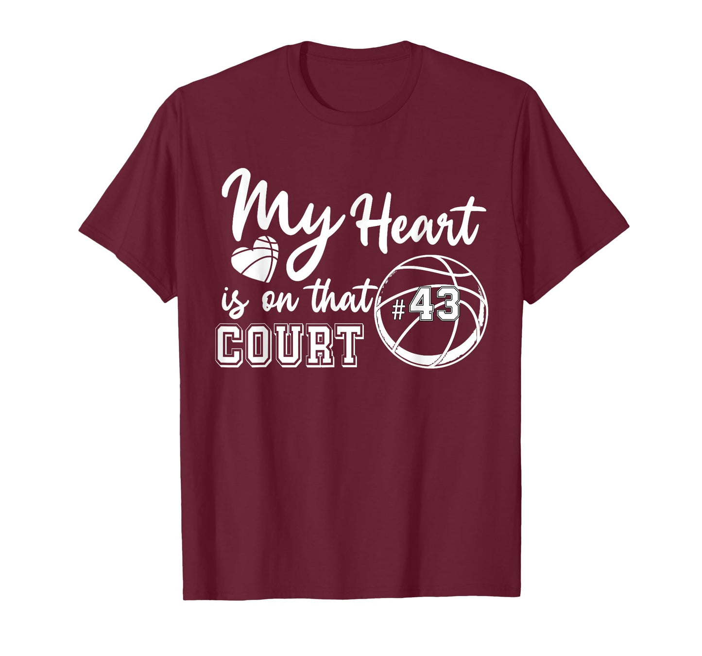 My Heart is On That Court Number 43 Basketball Game Day T-Shirt