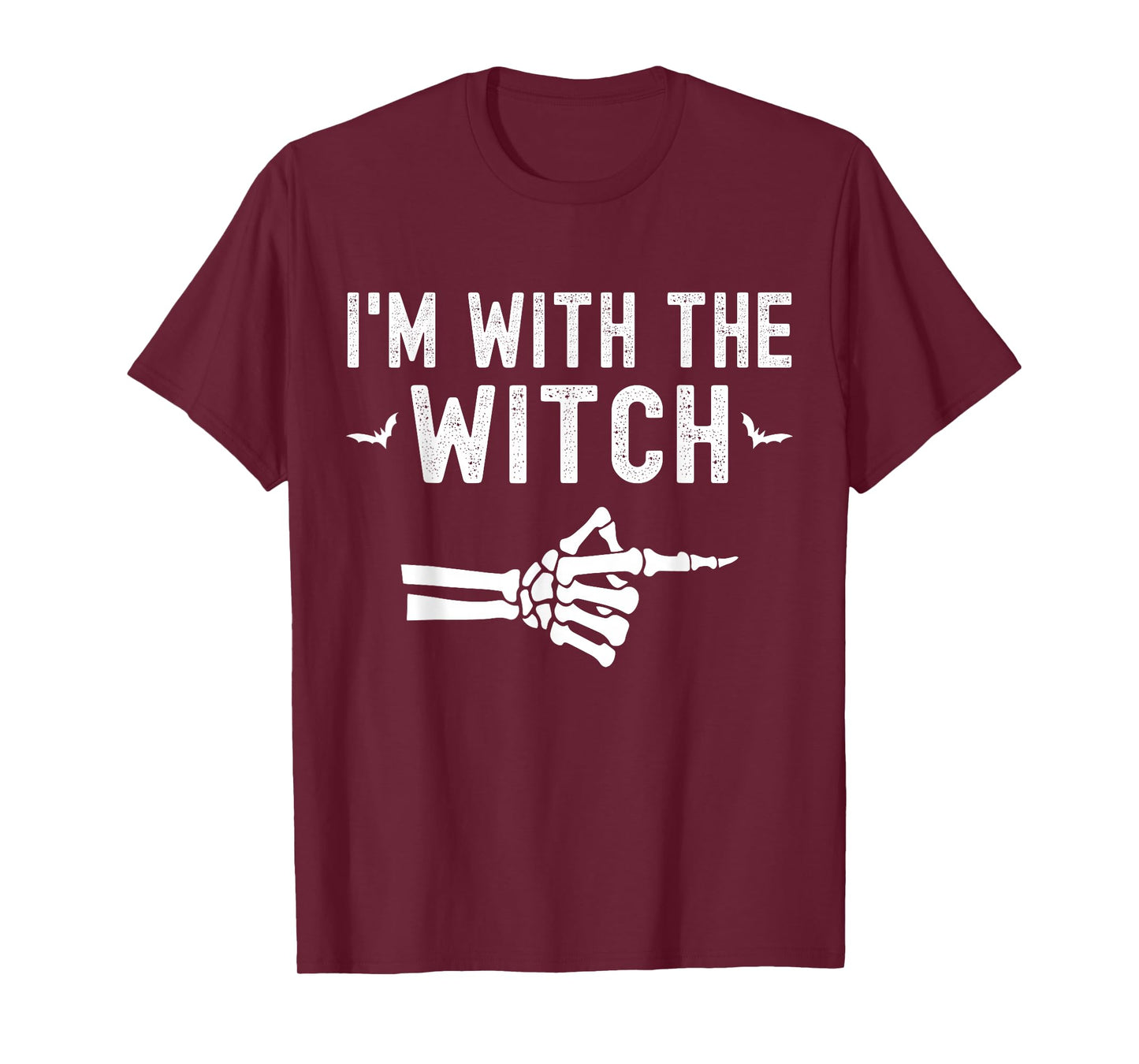 I'm With The Witch Funny Skeleton Halloween Matching Couple T-Shirt