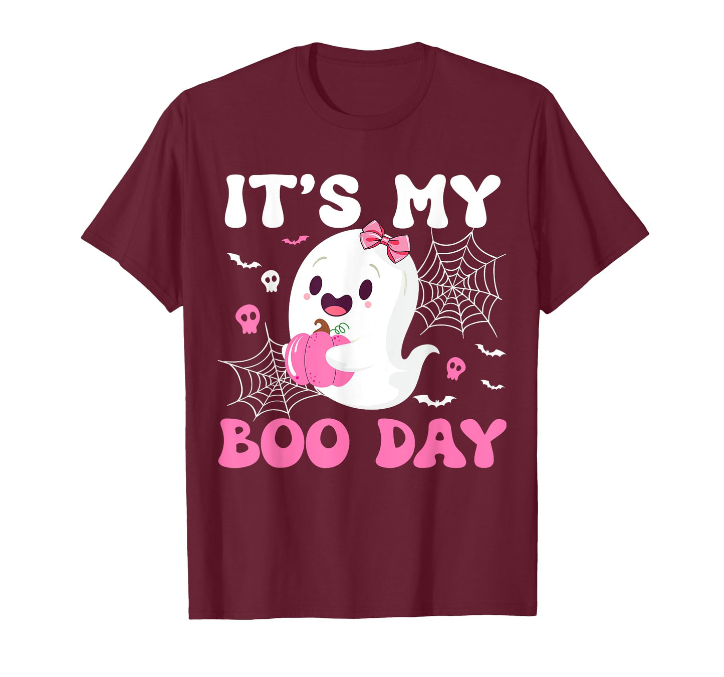 Cute ghost Pink bow Its my boo day Halloween T-Shirt