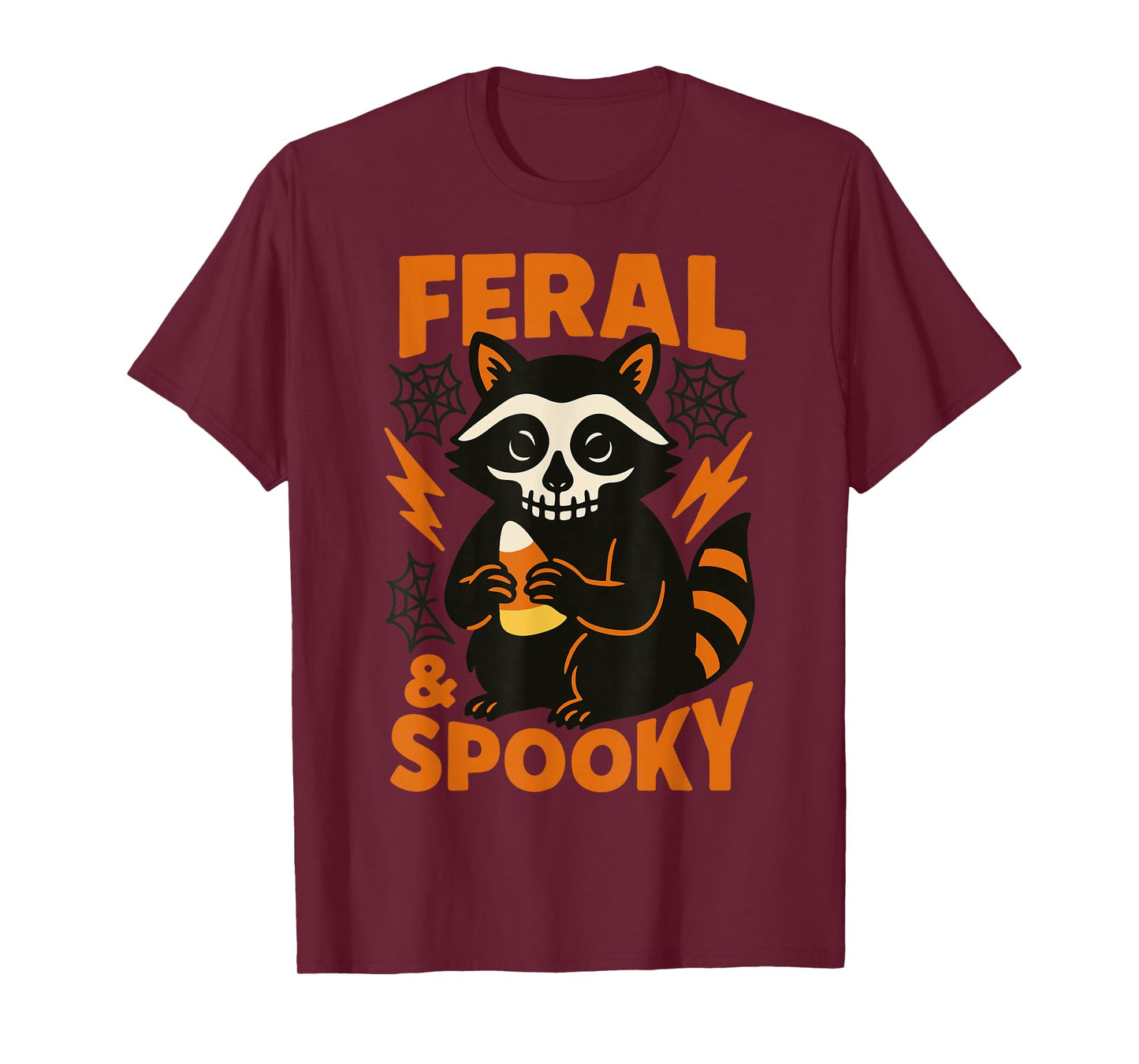 Feral And Spooky Halloween Raccoon Skull Trick Or Treat T-Shirt