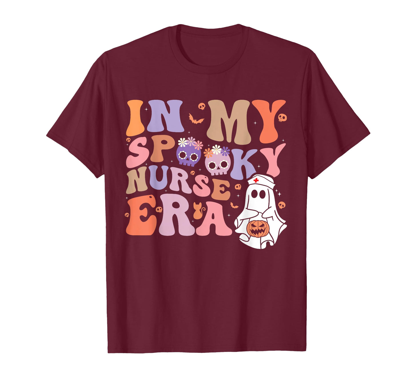 Retro Groovy Halloween In My Spooky Nurse Era Scary RN T-Shirt
