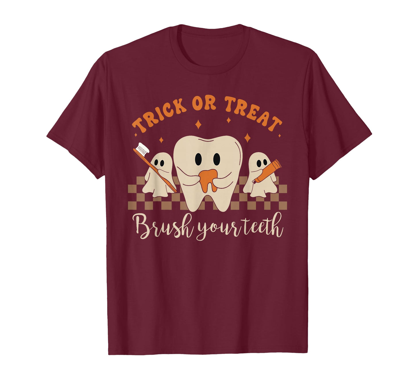 Trick or Treat Brush Your Teeth Cute Halloween Tooth Ghost T-Shirt