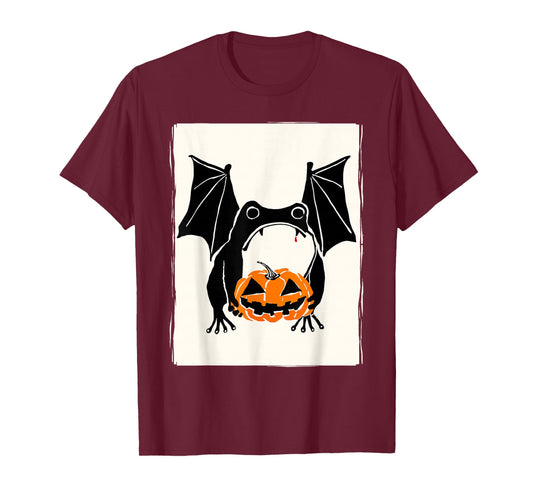 Japanese Grumpy Frog Bat Men Women Kids Funny Halloween T-Shirt