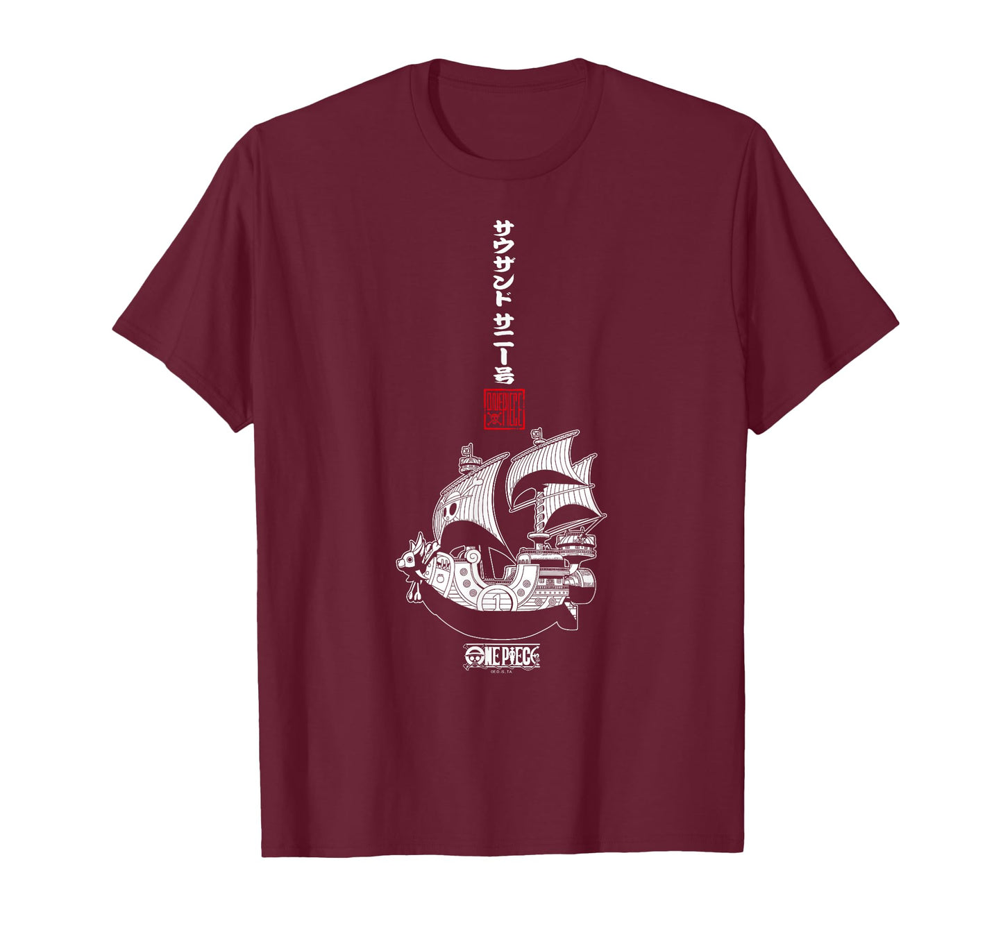 One Piece Anime Vertical Kanji Thousand Sunny Pirate Ship T-Shirt