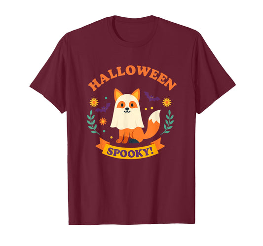 Cute Fox Halloween Spooky Ghost Costume Kids Funny Animal T-Shirt