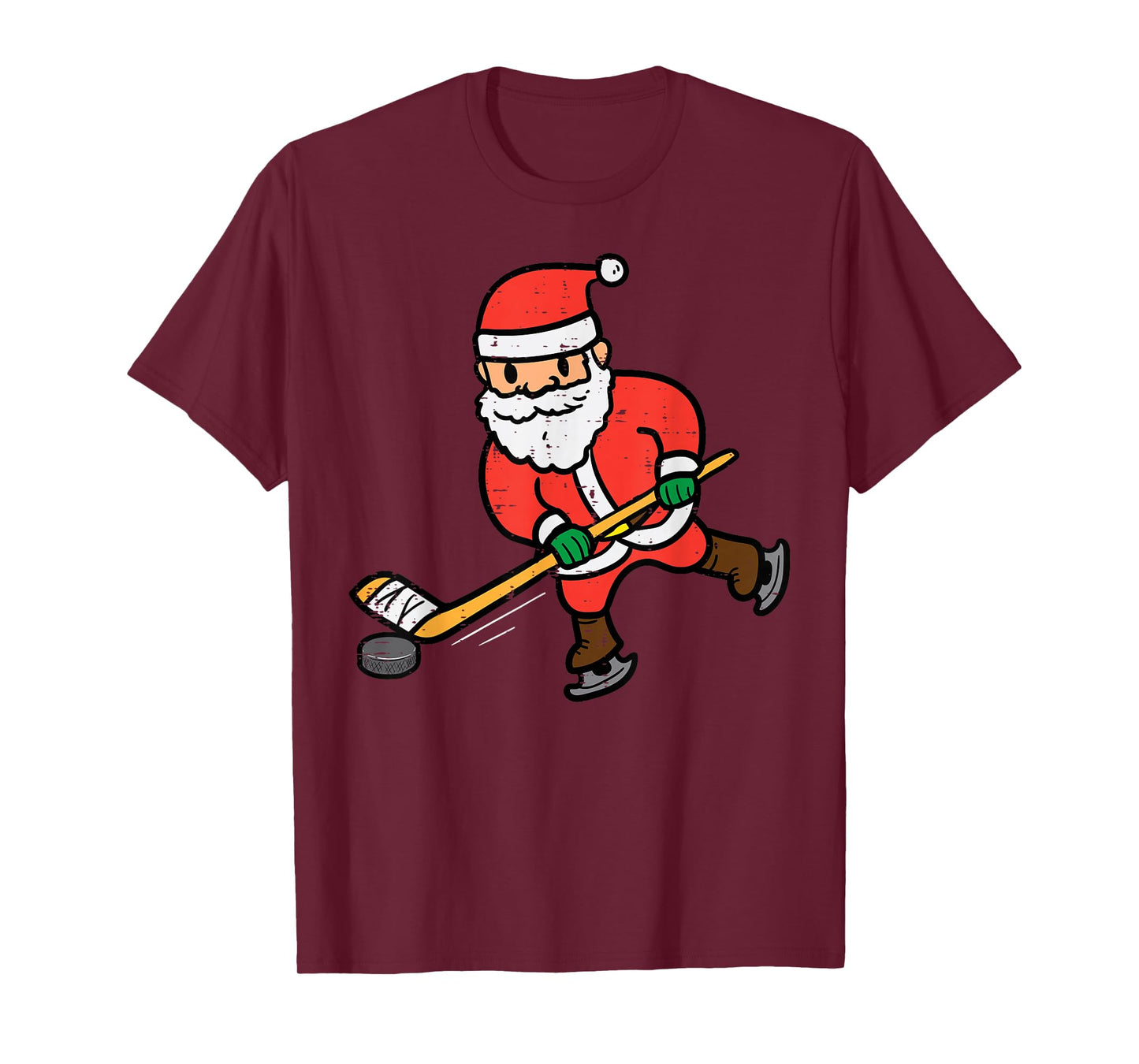 Santa Ice Hockey Christmas Funny Xmas Sports Men Boys Kids T-Shirt
