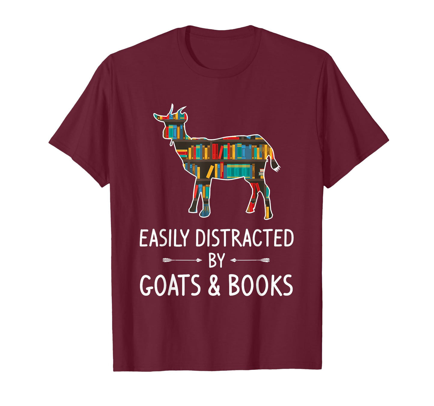 Easily Distracted By Goats & Books Lover Gift Sheep Kid T-Shirt
