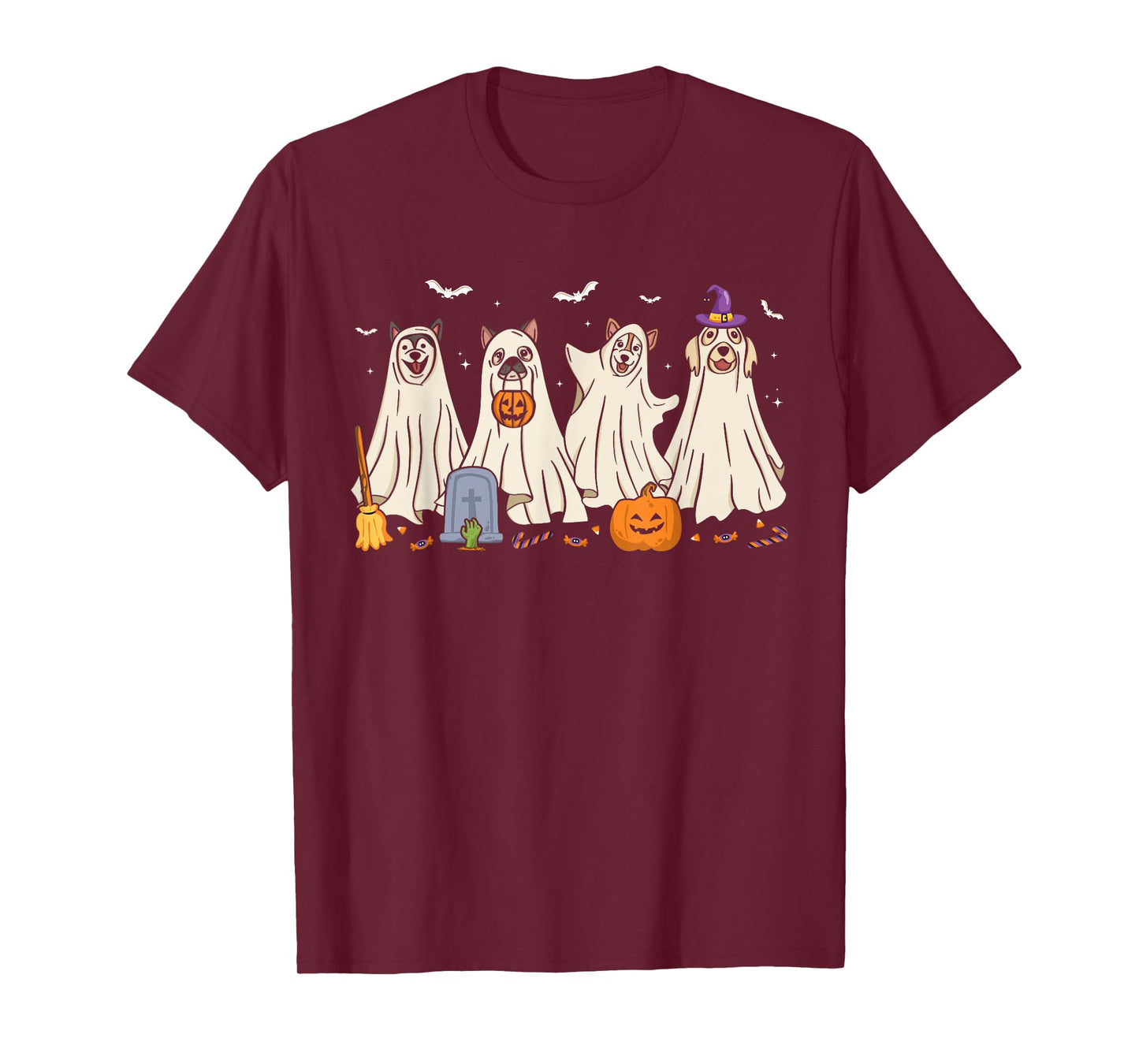 Ghost Dog Halloween Boo Ghosts Dogs Wearing Ghost Costume T-Shirt