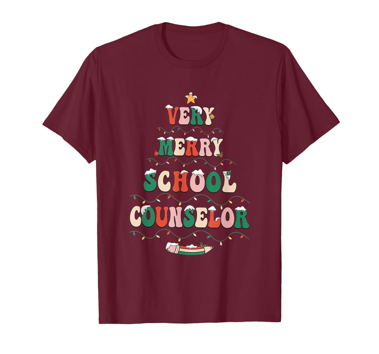 Groovy Very Merry School Counselor Christmas School Women T-Shirt