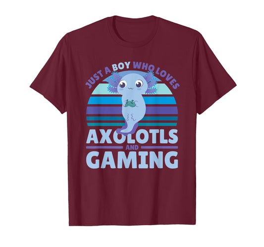 Just A Boy Who Loves Axolotls And Gaming T-Shirt