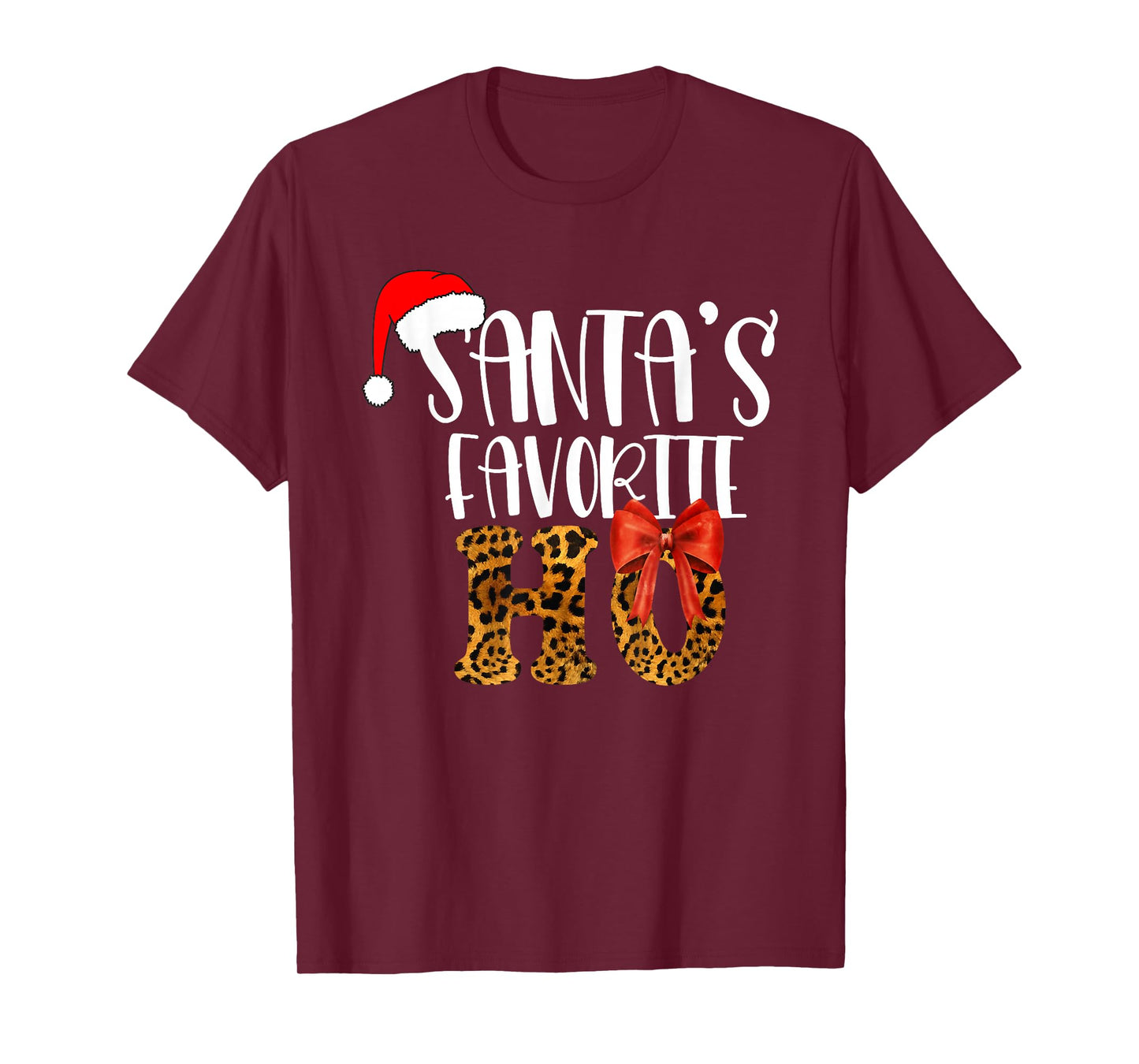 Cute Cheetah Santa's Favorite Ho Christmas Funny Naughty T-Shirt
