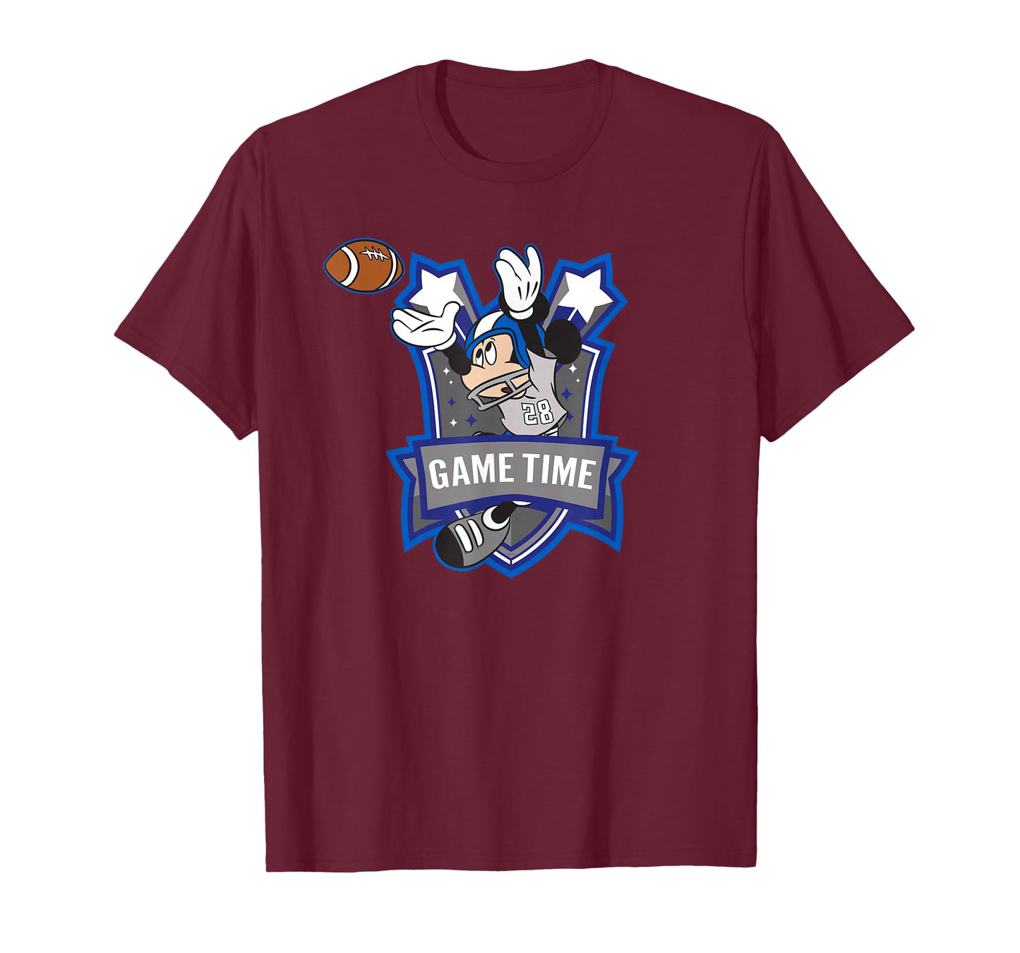 Disney Mickey Mouse #28 Game Time Football Catch Sports T-Shirt