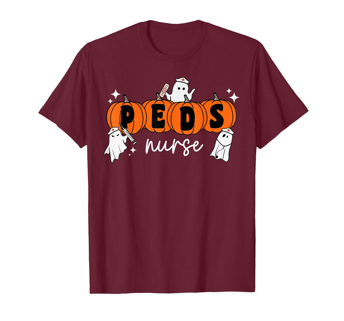 Peds Nurse Crew Ghost Pumpkin Pediatric Nurse Halloween T-Shirt