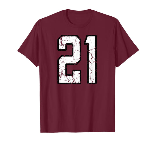 White and Black Sports Number 21 Jersey Uniform Player T-Shirt