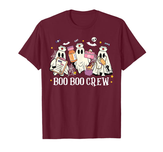 Halloween Nurse Groovy Nursing Funny Ghost Boo Boo Crew T-Shirt