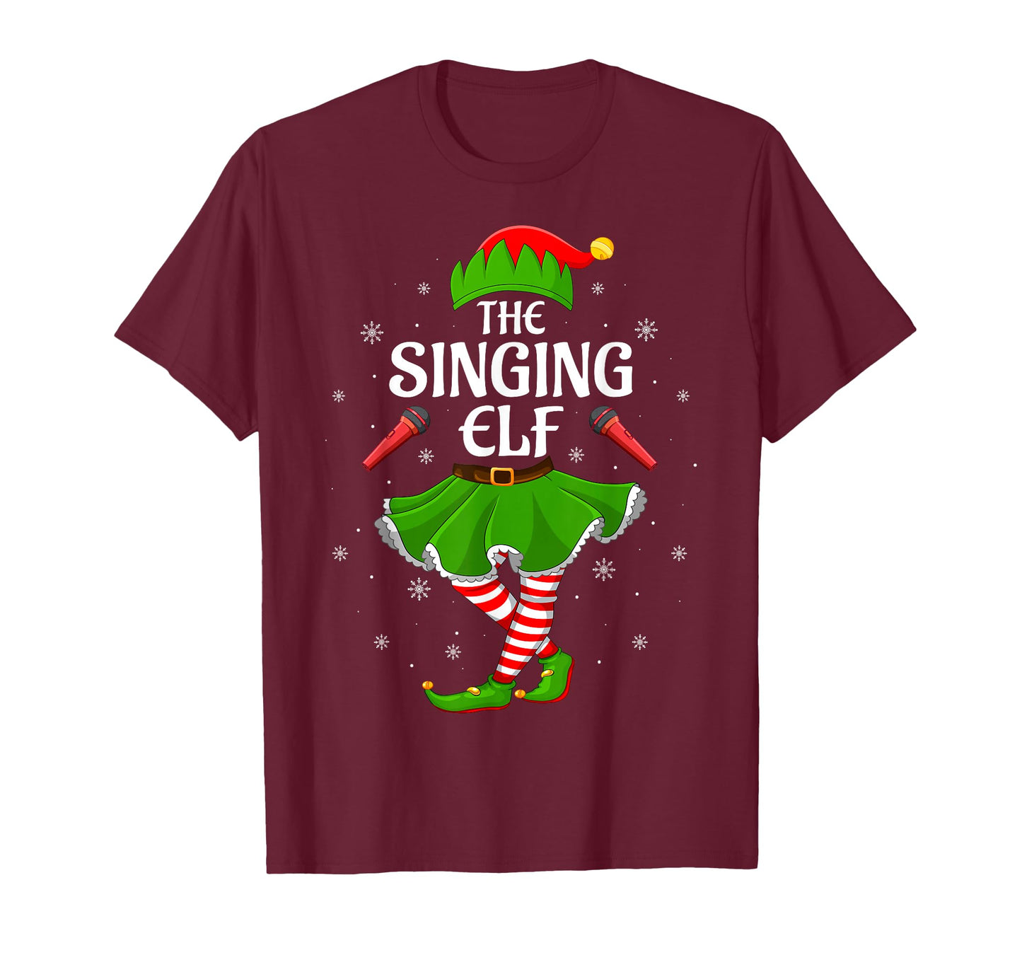 Singing Elf Christmas Family Girls Women Elf Squad Xmas T-Shirt
