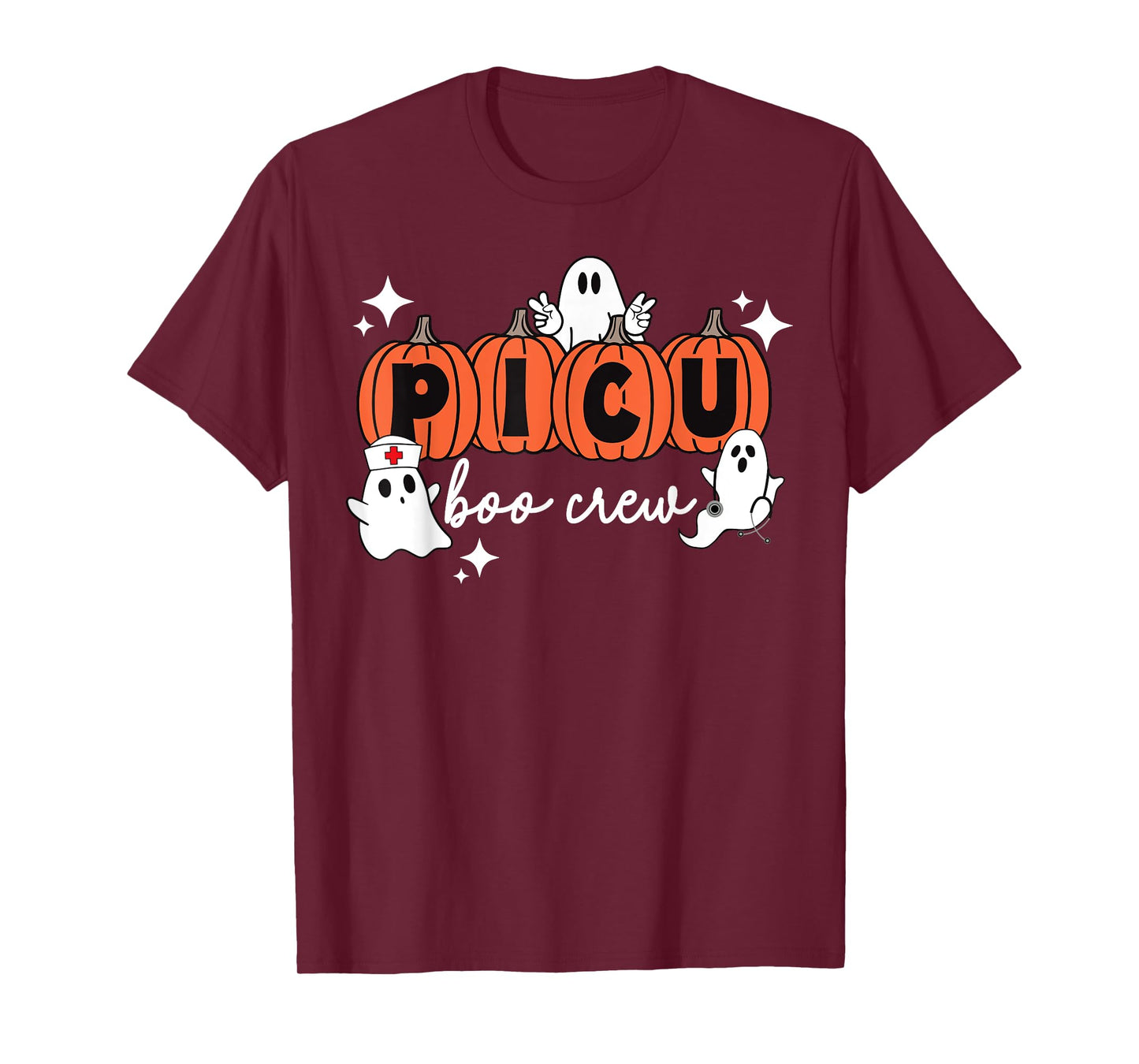 PICU Boo Crew Pumpkin Ghost Pediatric ICU Nurse Halloween T-Shirt