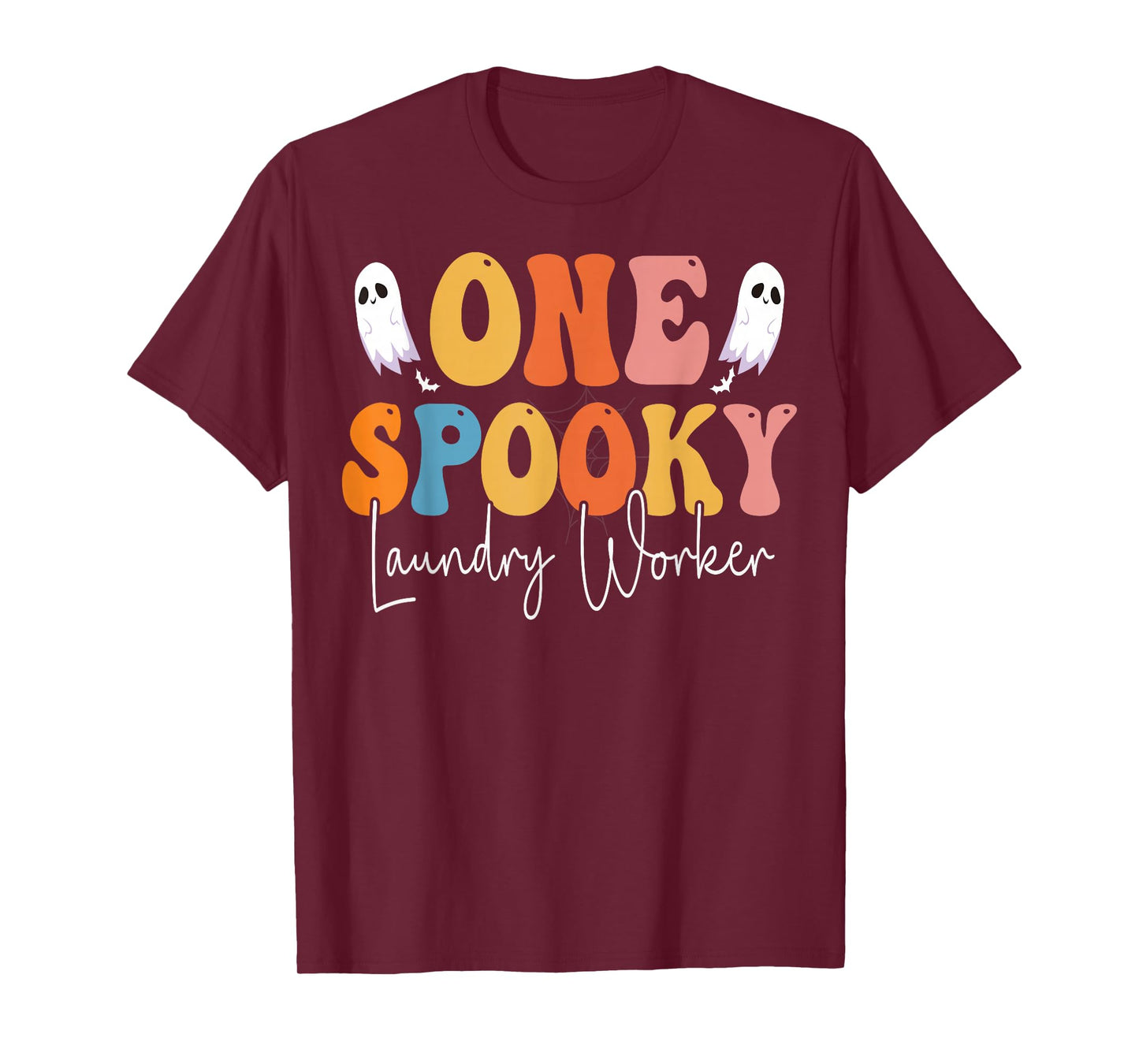 One Spooky Laundry Worker Groovy Funny Ghost Boo Halloween T-Shirt