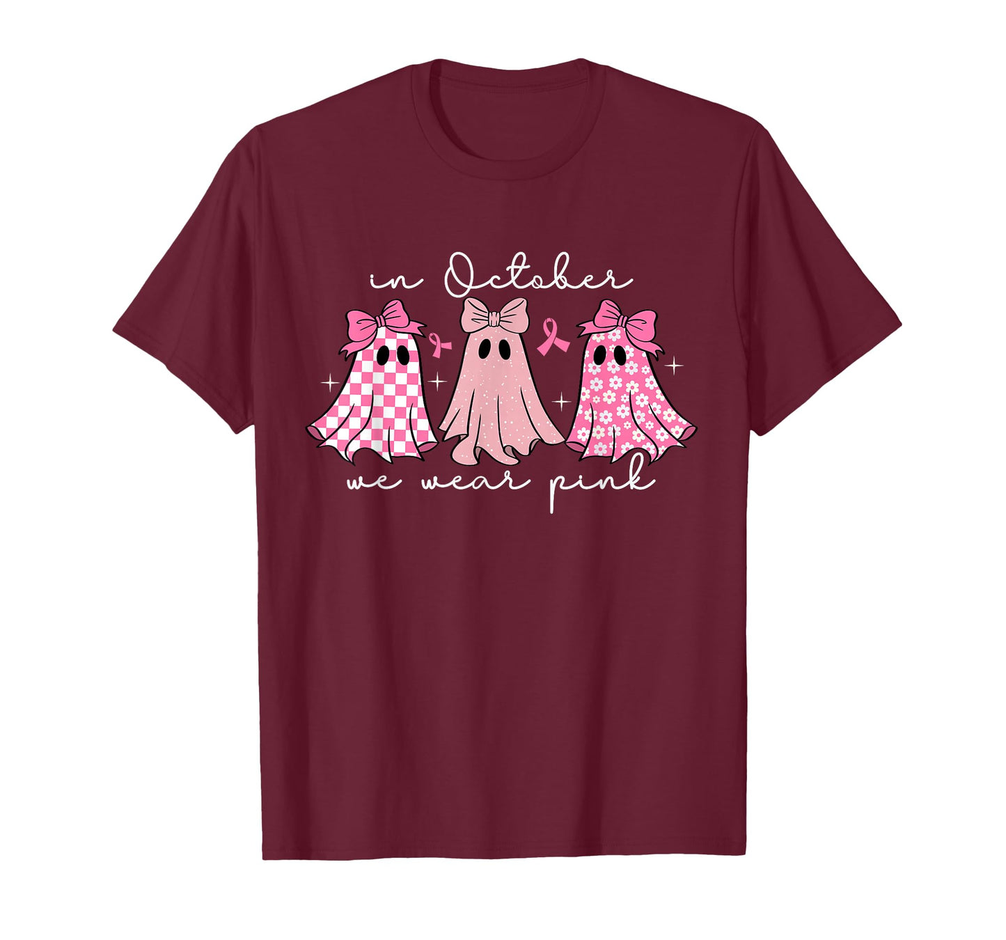 in October We Wear Pink Cute Ghost Women's Kids T-Shirt