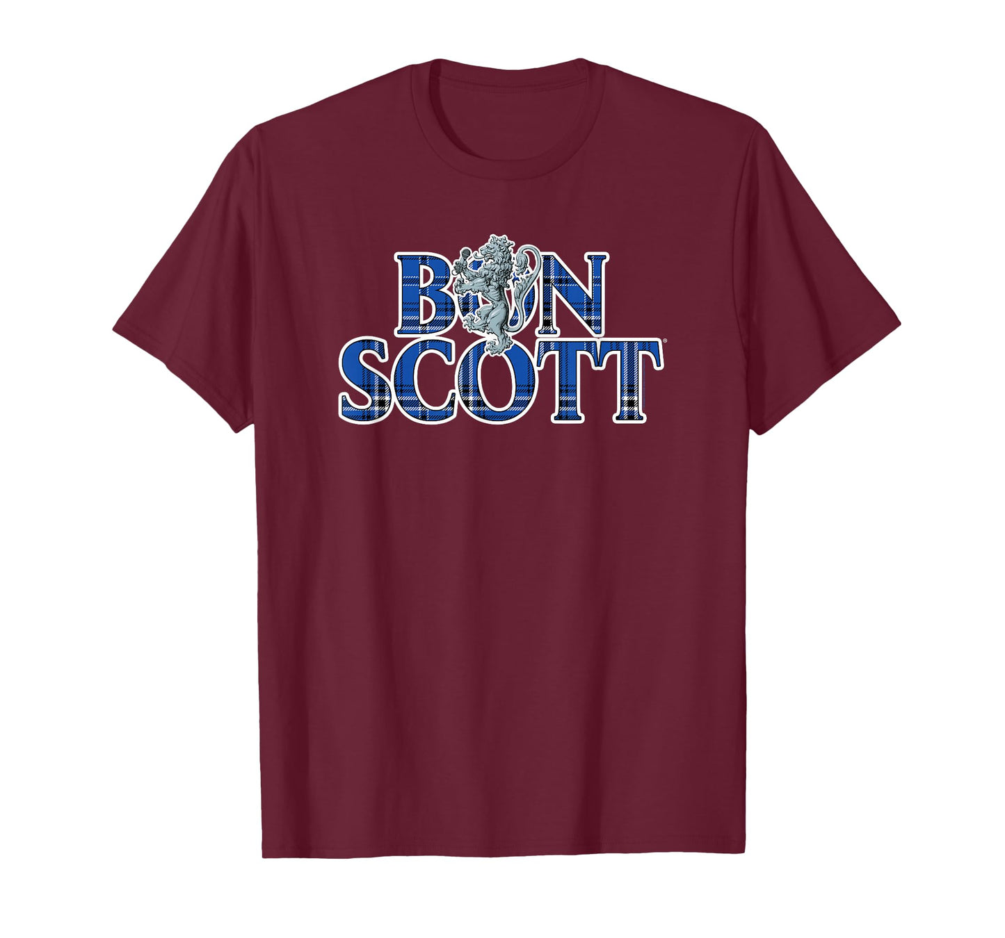 Bon Scott Blue Tartan Logo T-Shirt