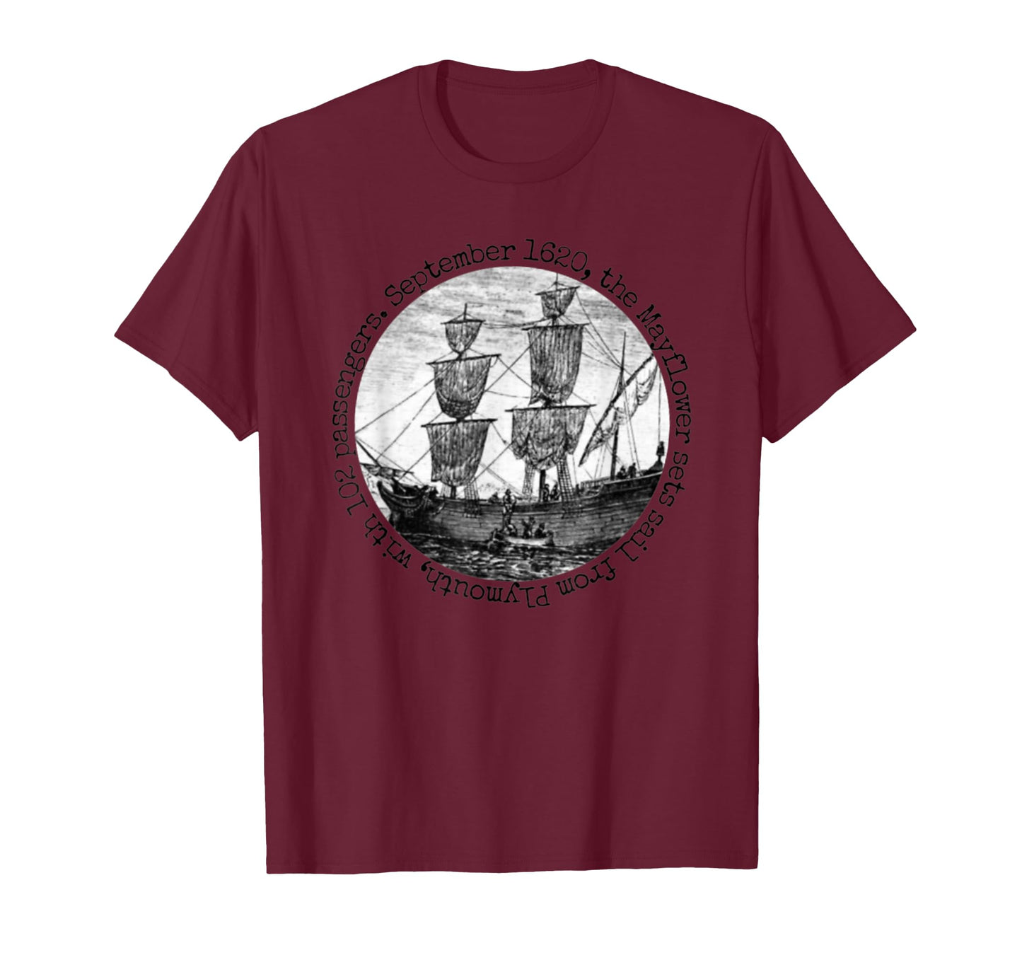 Mayflower Ship Pilgrims Travel Thanksgiving Holiday History T-Shirt
