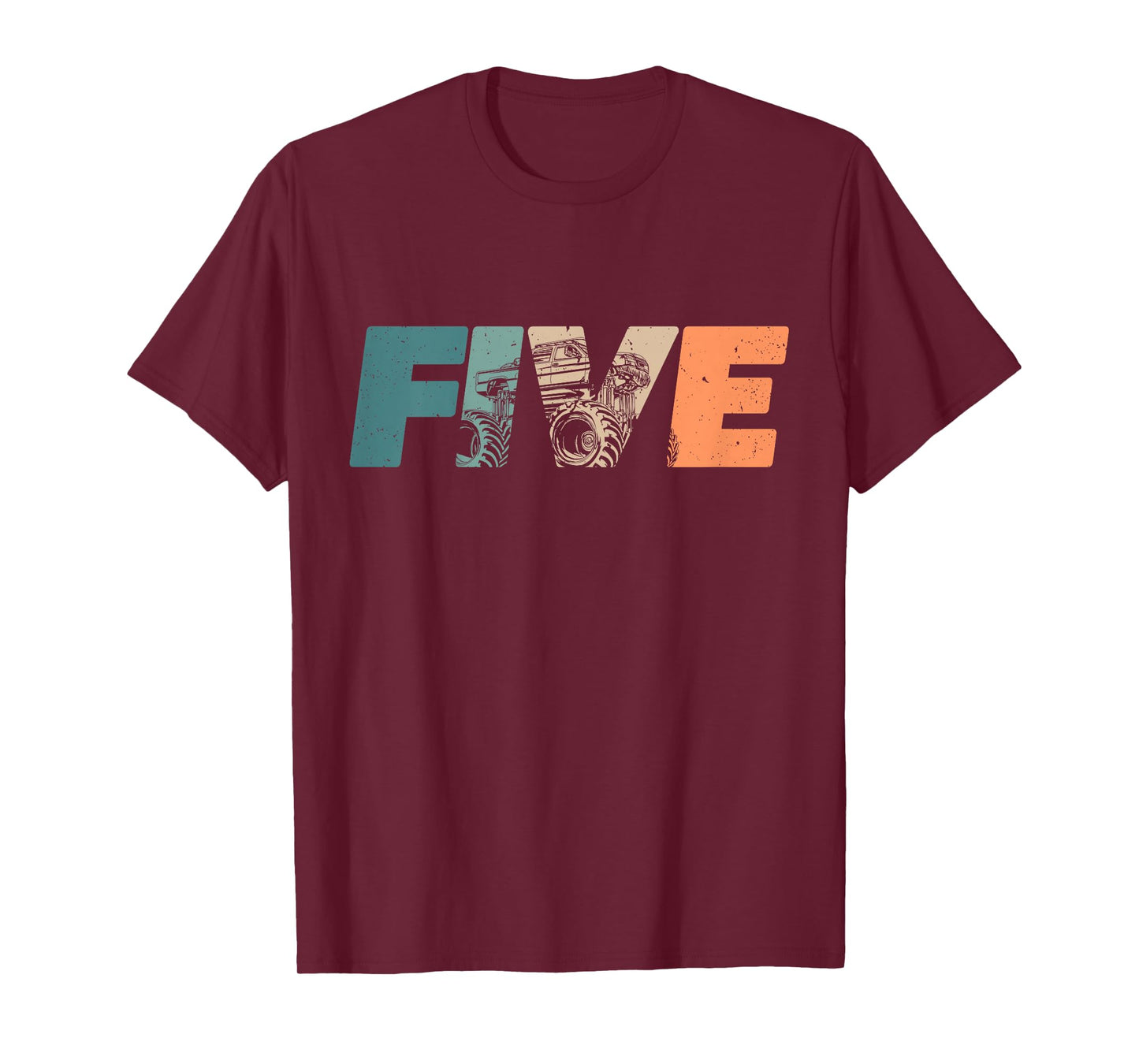 5 Year Old Shirt 5th Birthday Monster Truck Boys Girls Kid T-Shirt