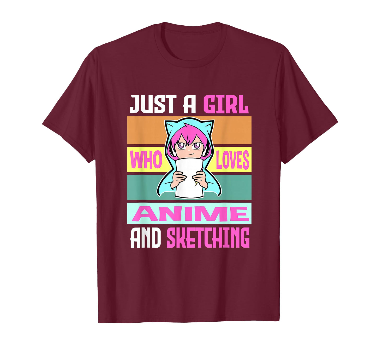 Girl Loves Anime and Sketching Anime Merch Anime Lover Gifts T-Shirt