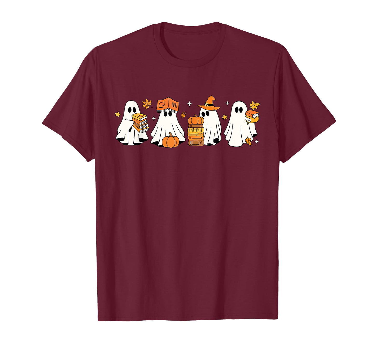Funny Ghost Book Reading Halloween Books Lover Teacher Kids T-Shirt