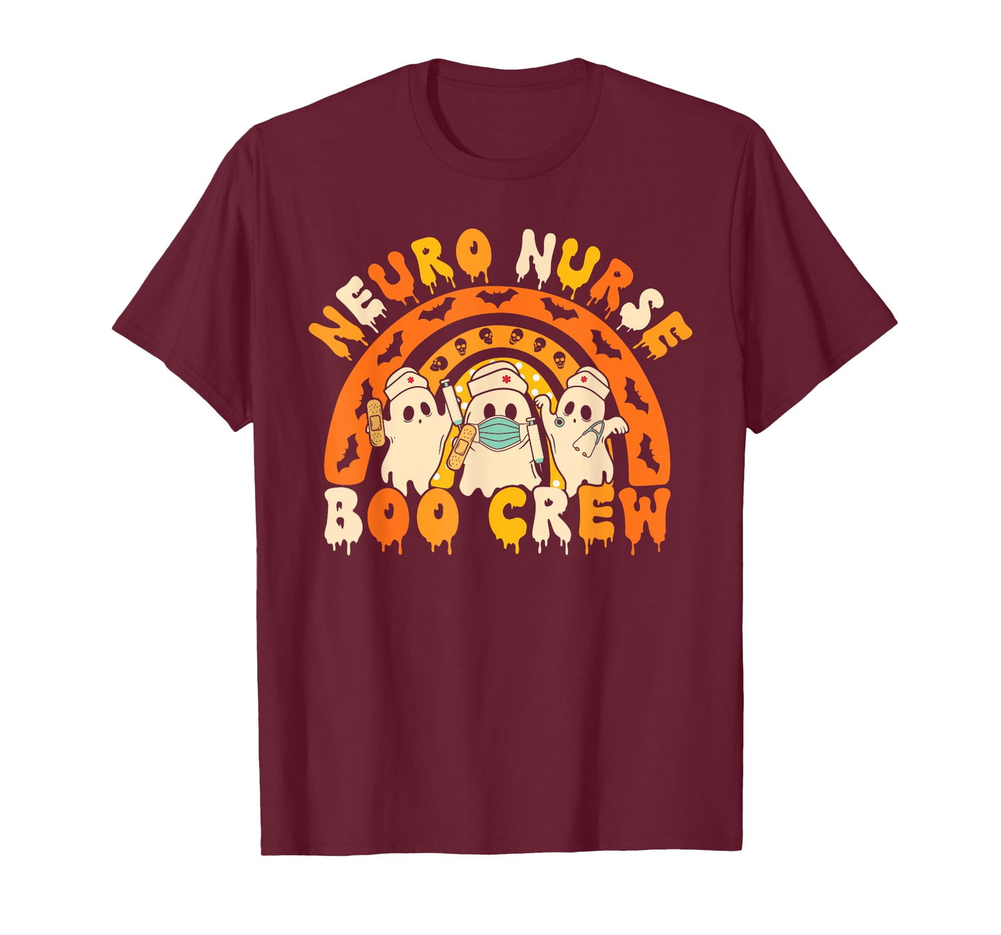Neuro Nurse Boo Crew Retro Spooky Ghost Nursing Halloween T-Shirt