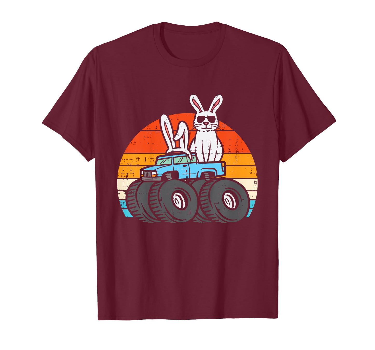 Kids Easter Bunny Rabbit Monster Trucks Retro Boys Kids Toddler T-Shirt