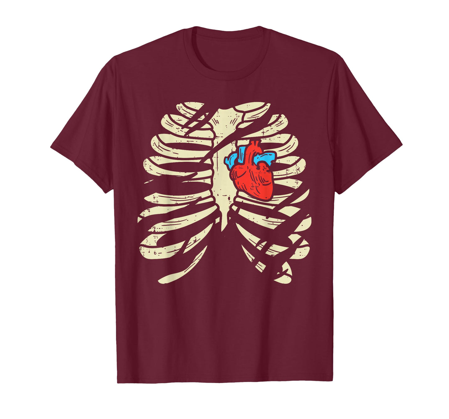 Skeleton Rib Heart Scary Spooky Halloween Men Women Boys Kid T-Shirt