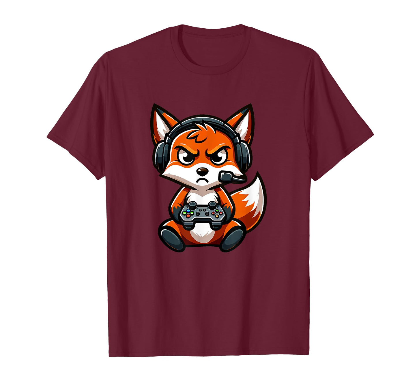 Cute Red Fox Gamer Video Games Funny Boys Girls Kids T-Shirt