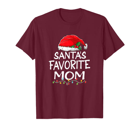 Santa's Favorite Mom Christmas Santa Claus tree lights Mommy T-Shirt