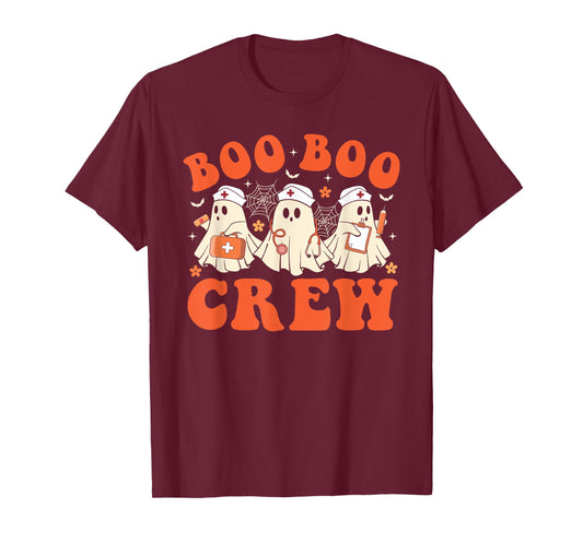 Boo Boo Crew Nurse Ghost Scrub Top Nursing Halloween Costume T-Shirt